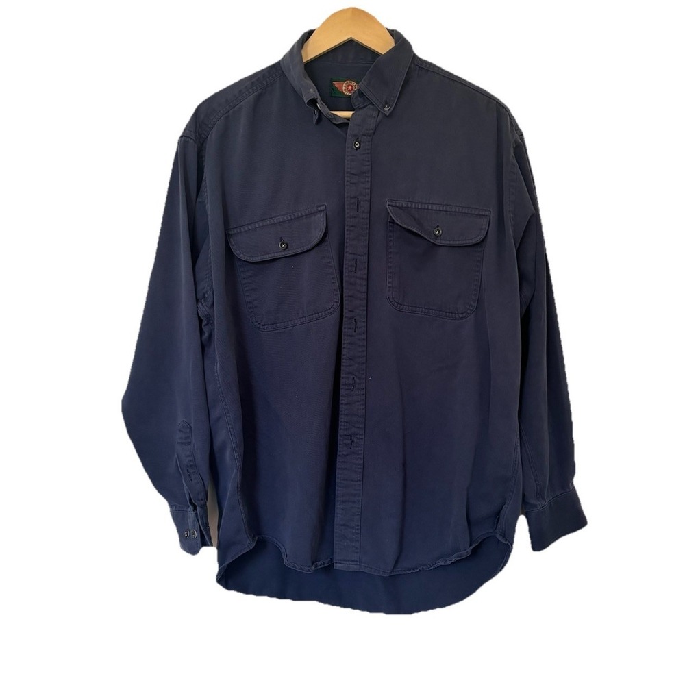 American Outpost Button Down Shirt Men's Navy Blue Utility Sz Medium 100% Cotton